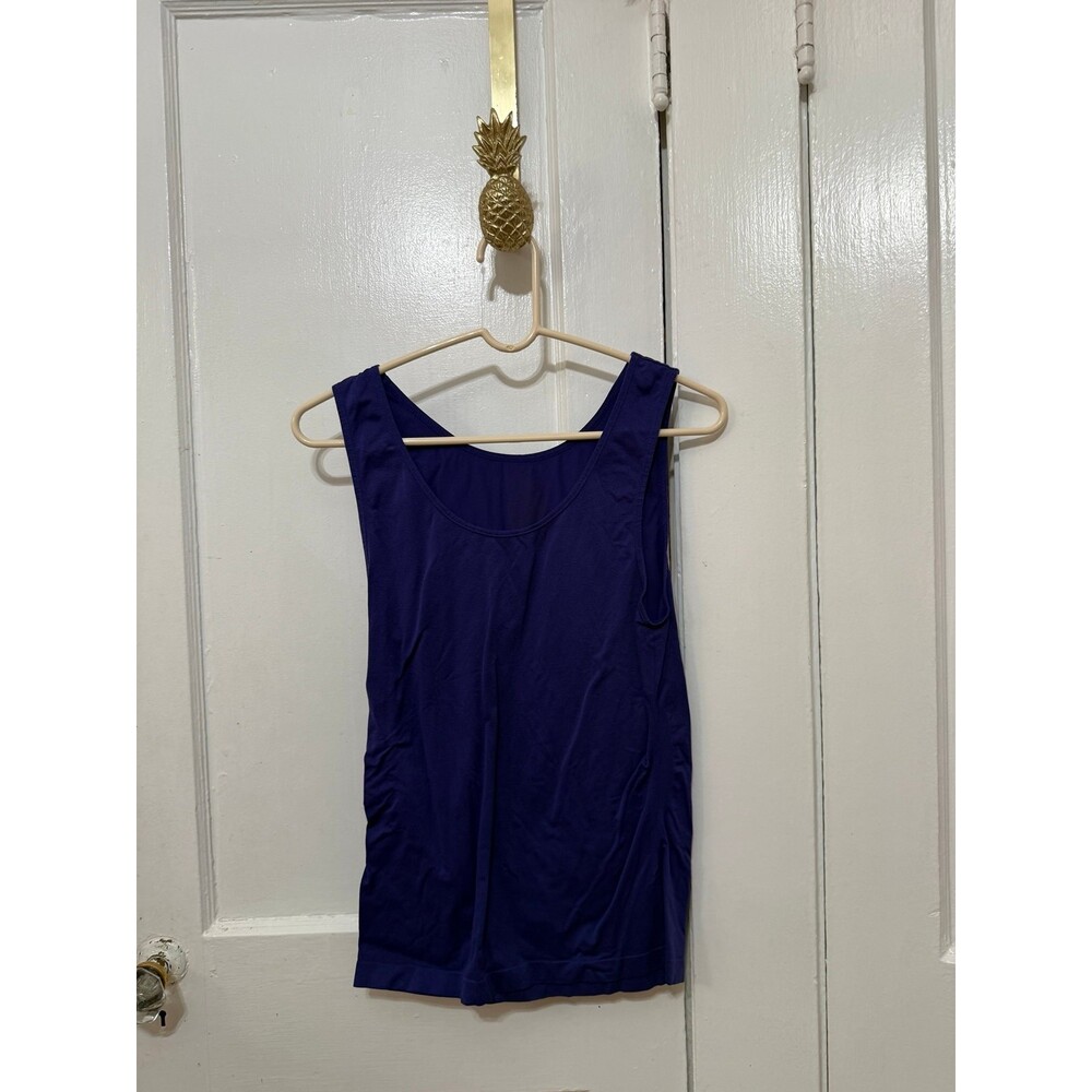 Purple Sleeveless Athletic Tank with Ribbed Sides